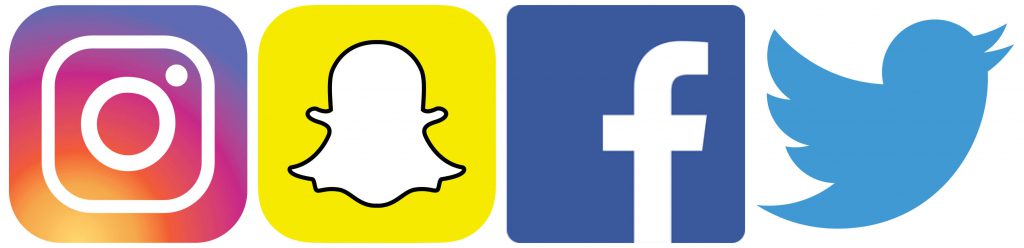 Instagram, Snapchat, Facebook, Twitter